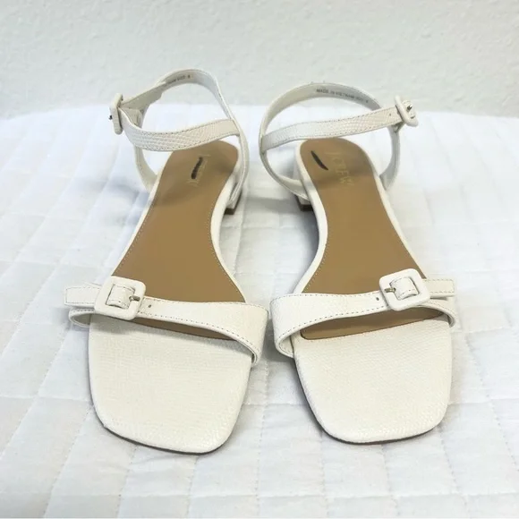 J. Crew Factory Textured Ankle Strap Block Sandals in Ivory White Size 6 spring - Picture 8 of 11